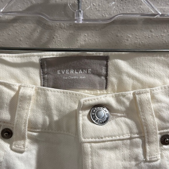 Everlane Women's Size 25 Crop White The Cheeky Ankle Straight High Waist Jeans - Picture 3 of 4